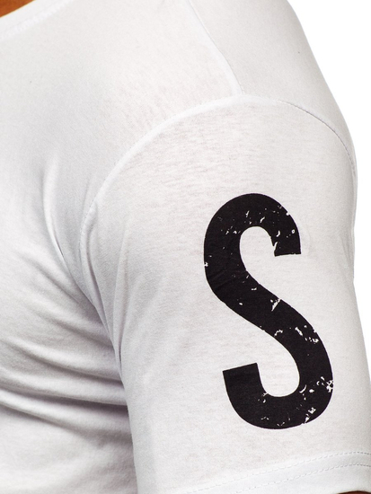 Férfi póló mintával fehér Bolf 1180