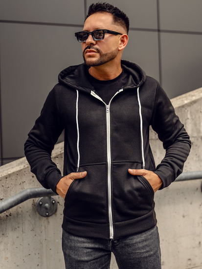 Fekete nyitható kapucnis férfi pulcsi Bolf HW2787