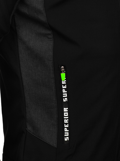 Fekete férfi átmeneti softshell dzseki Bolf HM188
