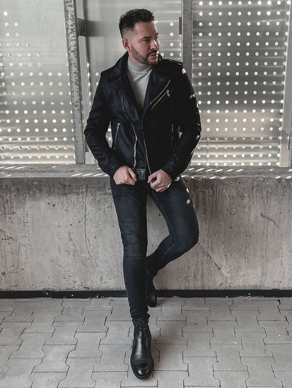 Átmeneti férfi motorosdzseki fekete színben Bolf 79M15501