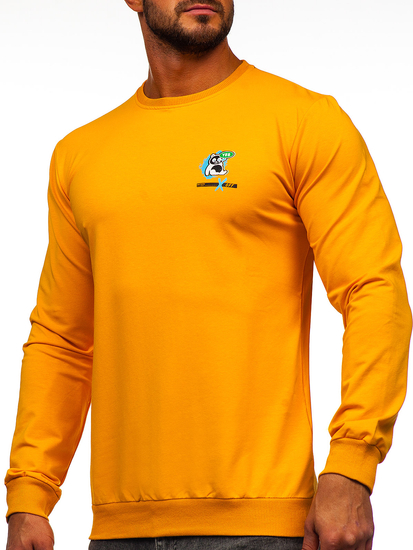 Mintás narancssárga színű férfi melegítőfelső kapucni nélkül Bolf 8744