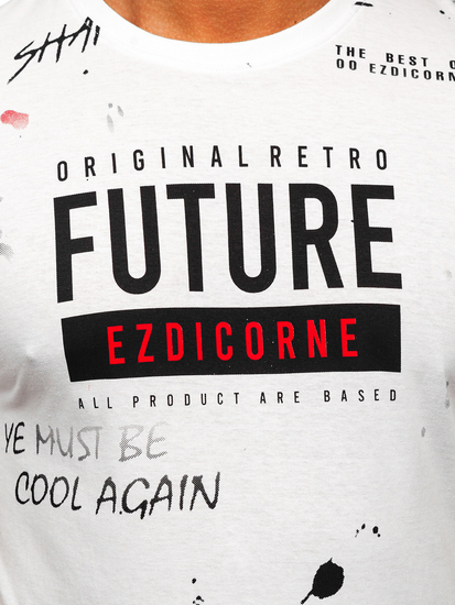 Fehér férfi t-shirt mintával Bolf 14476