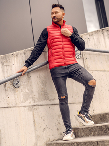 Steppelt férfi mellény kapucni nélkül piros Bolf LY32