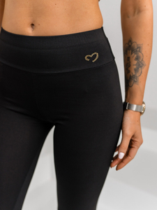 Fekete bordázott női leggings Bolf W7903A1