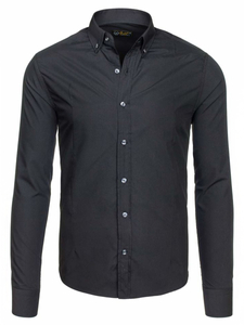 Elegáns hosszú ujjú férfi ing fekete Bolf 1703-1
