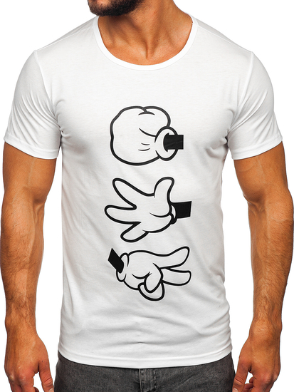 Mintás férfi póló fehér színben Bolf KS1997