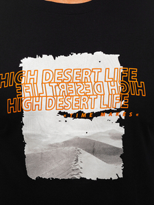 Fekete pamut férfi póló mintával Bolf MPO3465