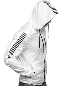 Átmeneti férfi sportdzseki kapucnival fehér Bolf 6172