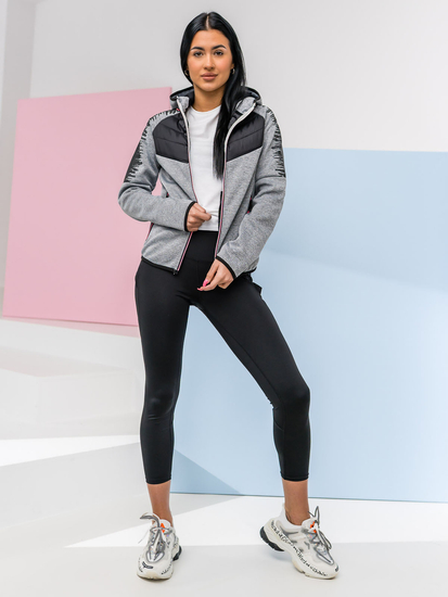 Steppelt átmeneti női dzseki kapucnival szürke színben Bolf KSW4007