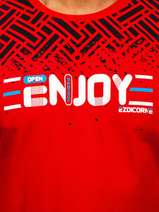 Mintás piros színű férfi pamutpóló Bolf 14720