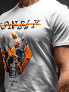 Mintás férfi póló fehér színben Bolf Y70011