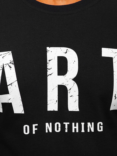 Férfi póló mintával fekete Bolf 1180