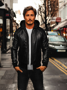 Férfi bomber bőrdzseki fekete színben Bolf 11Z8004