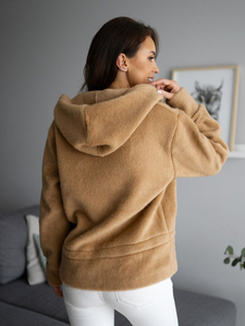 Bézs színű rövid női kabát kapucnival Bolf 9320