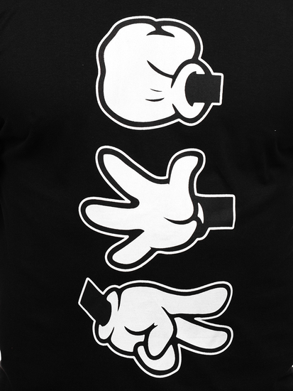 Férfi pamut nyomtatott póló Fekete Bolf KS1997