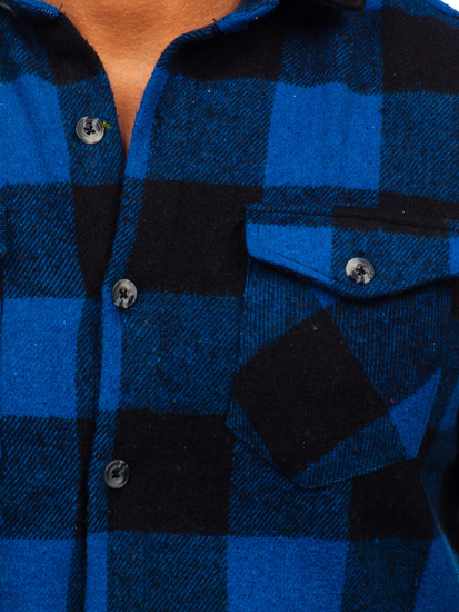 Hosszú ujjú férfi flaneling gránátkék színben Bolf 20723