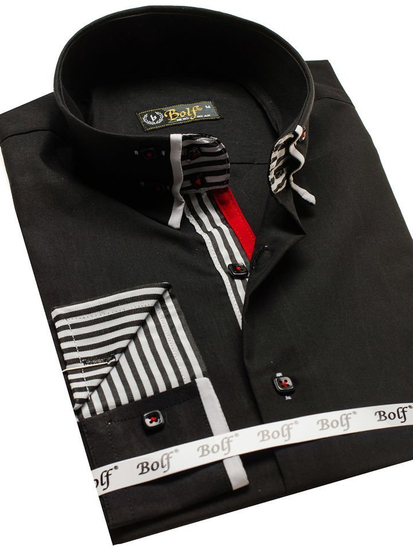Elegáns hosszú ujjú férfi ing fekete színben Bolf 1747
