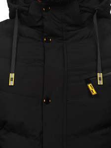 Fekete színű hosszú steppelt téli férfi kabát Bolf 22M59