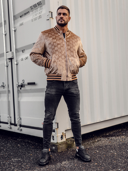 Téli kétoldalas baseball típusú férfi bomberdzseki camel színben Bolf 3B105