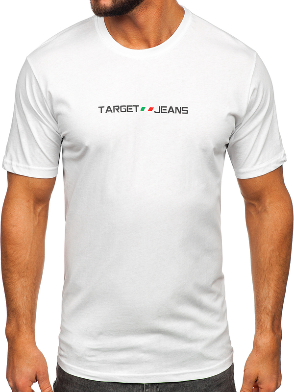 Mintás férfi pamut póló fehér színben Bolf 14761