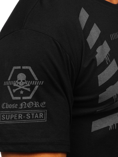 Mintás férfi póló fekete Bolf 14315