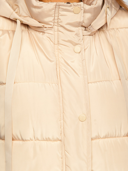 Bézs színű hosszú steppelt oversize női mellény Bolf 81276