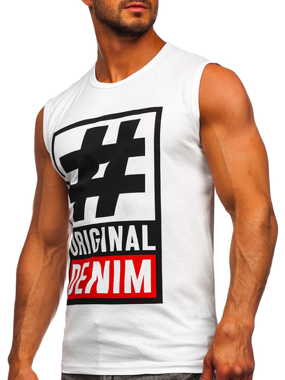 Mintás tank-top fehér színben Bolf 19802