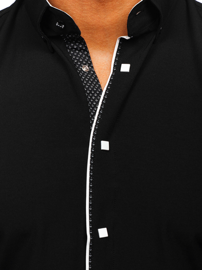 Fekete hosszú ujjú elegáns férfi ing Bolf 7724-1