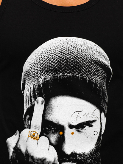 Mintás tank-top bokszoláshoz fekete színben Bolf 14842