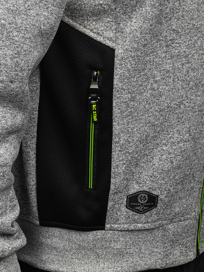 Szürke férfi pulóver-dzseki álló gallérral Bolf TC1232