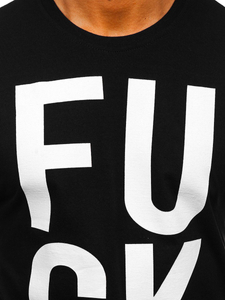 Férfi póló mintával fekete Bolf 1267