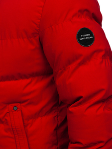 Steppelt téli férfi parka dzseki piros színben Bolf 7330