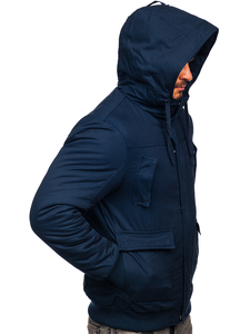 Vastag téli férfi pamut dzseki gránátkék színben Bolf 1890