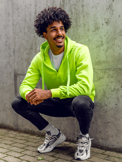 Szeladon színű férfi pulcsi kapucnival Bolf 2008A