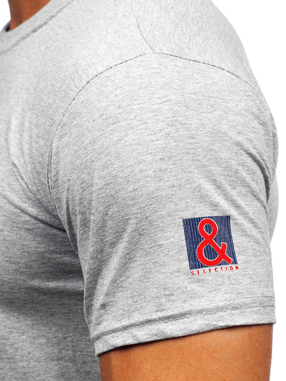 Szürke színű férfi pamut póló Bolf 14736