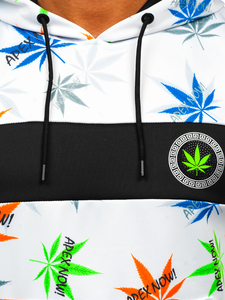 Fehér színű férfi pulcsi nyomattal és kapucnival Bolf HM517