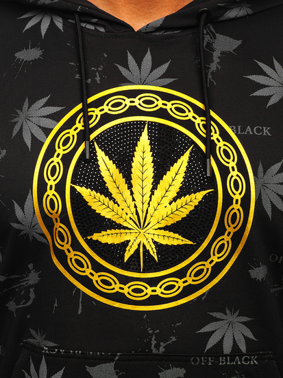 Fekete mintás kapucnis férfi pulcsi Bolf HM628