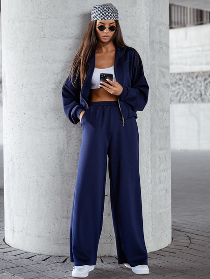 Női két darabos szett cipzárral tengerészkék Bolf 821109