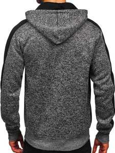 Antracit férfi pulóver-dzseki kapucnival Bolf TC1230