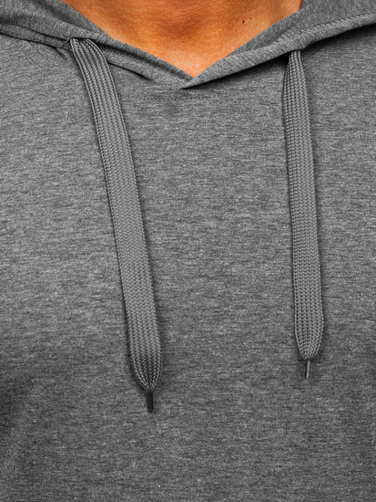 Minta nélküli grafit színű férfi póló kapucnival Bolf 8T89