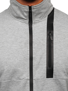 Szürke színű nyitható férfi melegítőfelső állógallérral Bolf B226