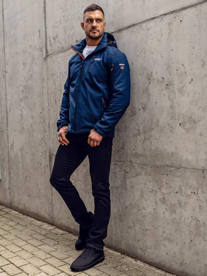 Sötétkék férfi softshell dzseki Bolf BK122A