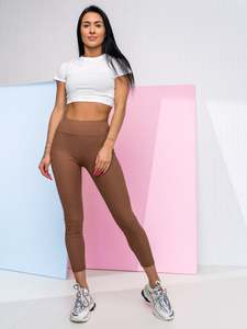 Barna bordázott női leggings Bolf W7903