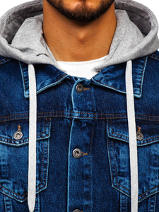 Férfi farmerdzseki kapucnival gránátkék Bolf 211902