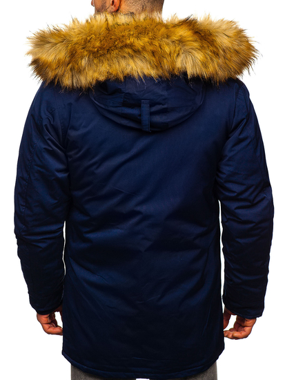 Téli férfi alaska parka dzseki gránátkék színben Bolf HZ8109