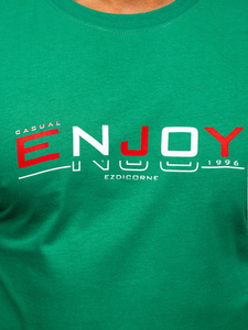 Zöld színű férfi pamut póló mintával Bolf 14739