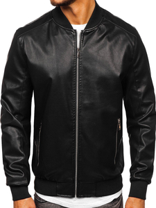 Férfi bomber bőrdzseki fekete Bolf 1147