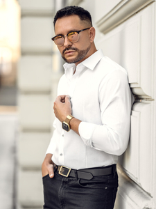 Elegáns, hosszú ujjú férfi ing fehér Bolf 1703A2