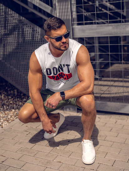Mintás fehér férfi tank-top Bolf 14827A