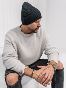 Fekete téli férfi sapka Bolf 387070